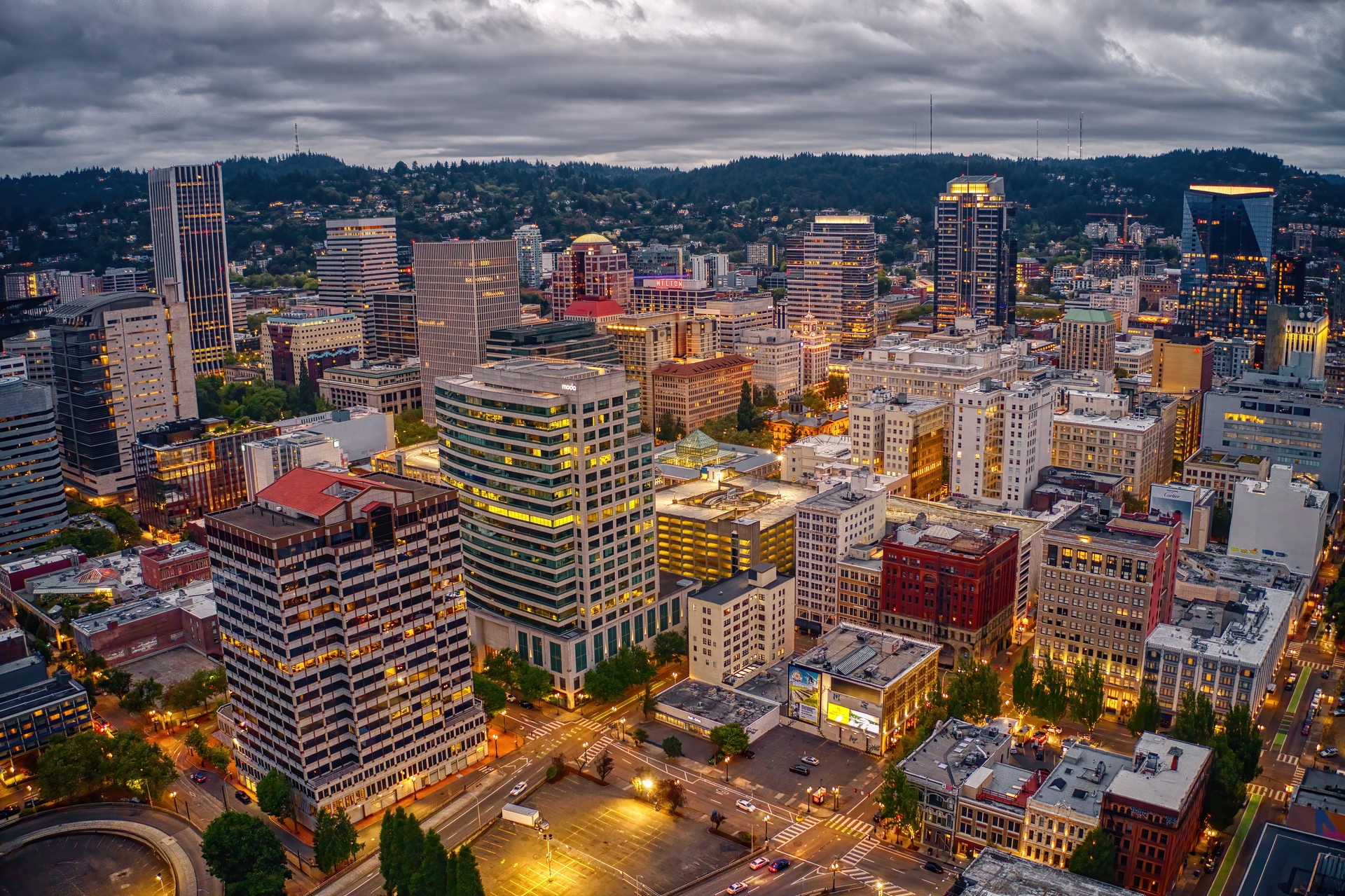 Portland Oregon Skyline And Willamette River